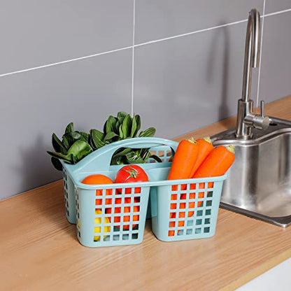 Portable Shower Caddy Basket Plastic Storage Basket with Divided Light Blue - color: Light Blue