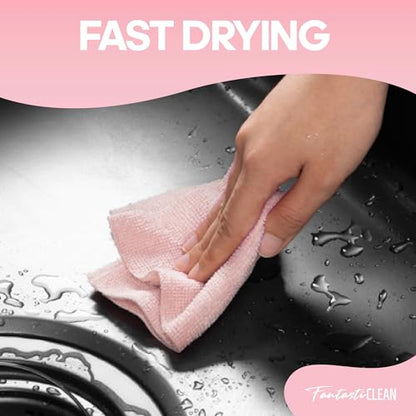 Fantasticlean Microfiber Cleaning Cloth Roll, Pink, 60 Pack, 8" x 8" - color: Pink