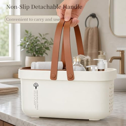Pulseplay Portable Plastic Shower Caddy Basket with Handle Cream - color: Cream