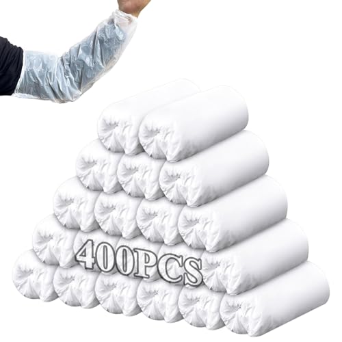 400 PCS 16 In Plastic Protective Arm Sleeves Disposable Oversleeves Covers Plastic Sleeve Protectors for Arms Painting Cleaning