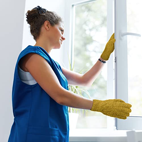 Bencailor 6 Pairs Microfiber Dusting Gloves, Dusting Cleaning Gloves Microfiber Gloves for Plants House Blinds Car Dust Mitt (Vintage Color,Medium) - color: Vintage Color, size: Medium