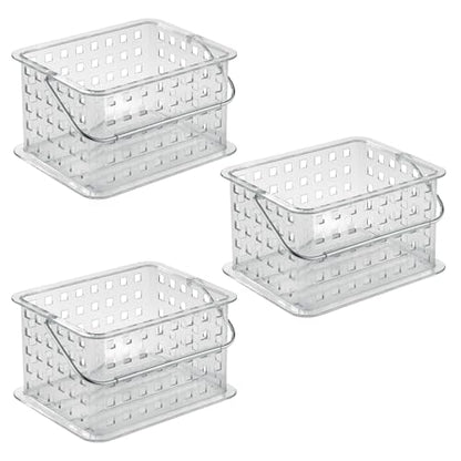 iDesign Small Clear Shower Caddy with Handle, 3-Pack - style: Pack of 3