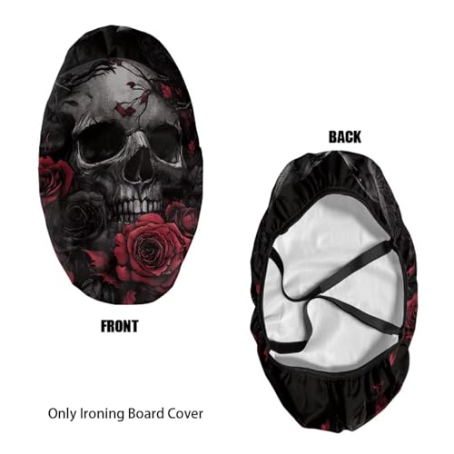 Skull Red Rose Pattern Ironing Board Cover - Anti Slip, Elastic Edge Stain Resistant Ironing Pad Cover, Tabletop Ironing Board Cover Only 14"x24" - color: Skull Red Rose Pattern