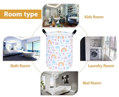 Round Laundry Hamper Storage Basket Bins Clothes Nursery Hamper for Home, Gift Storage Bins with Handles - color: 25112801