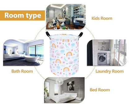 Round Laundry Hamper Storage Basket Bins Clothes Nursery Hamper for Home, Gift Storage Bins with Handles - color: 25112801