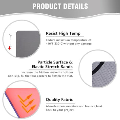 BetterSub Heat Press Mat, 15'' x 15'' Thick Heat-Resistant Foam for Protective Heat Transfer Machine Replacement Pad, Washable Base for HTV Craft Vinyl Ironing Insulation Transfer