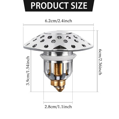 Bathtub Drain Stopper, Tub Stopper with Bathtub Drain Hair Catcher, Universal 2 in 1 Bathroom Sink Stopper for 1.26-1.6 Inch Drain Holes