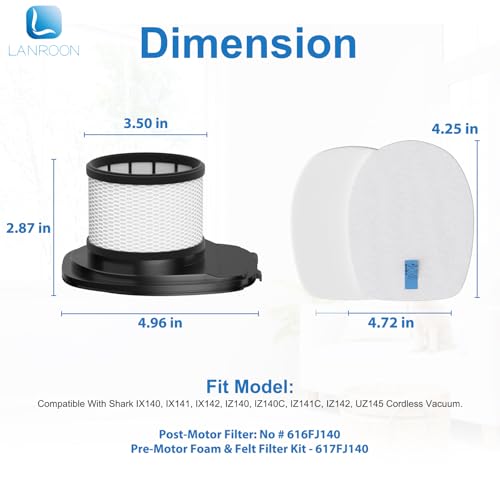 IX141 Filters Fit for Shark IX141 IX141AMZ IX140 Vacuum - size: 2+4 Pack