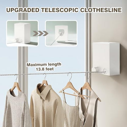 Retractable Clothesline, Clothes Line Retracting Indoor, Retractable Clothesline Indoor, Laundry Line Retractable, Not Sagging, Suitable for Balconies, Courtyards, Laundry Rooms - color: White