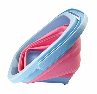 SAMMART Collapsible Rectangular Cleaning Bucket 5L (1.3 Gallon)- Foldable Camping Beach Sand Water Pot Pail- Portable Space Saving Tub for Household, Outdoor Car Washing (Cool Blue/Maglia Rosa) - color: Cool Blue/Maglia Rosa