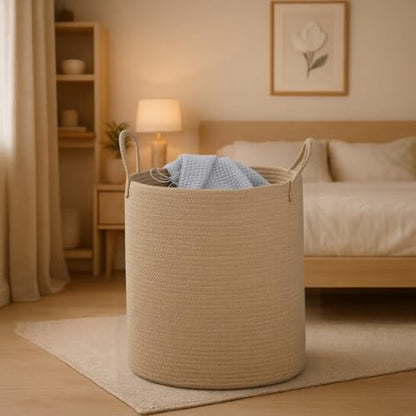 Woven Laundry Basket, Nursery Hamper, 15x15x18 Inch, Oatmeal - color: Oatmeal