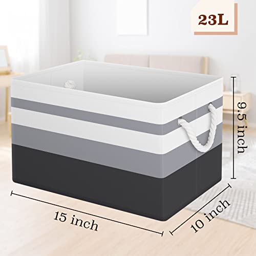 Fab totes Storage Bins 8-Pack, Foldable Storage Baskets for Organizing Toys, Books, Shelves, Closet, Large Storage Box with Rope Handles, Sturdy Organizer Bins,Gradient Grey - color: Gradient Grey, size: 8pack