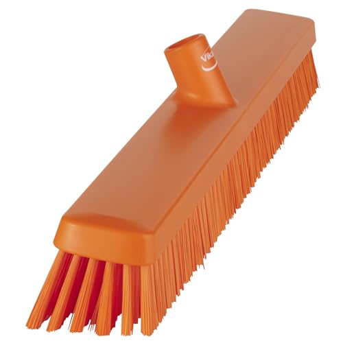 Vikan 31957 24" Heavy-Duty Push Broom, Soft/Stiff, Orange - color: Orange