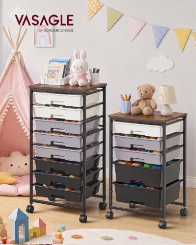 VASAGLE Rolling Cart with Drawers,5 Drawers Storage Cart, Black - color: Black, size: 5 Drawer