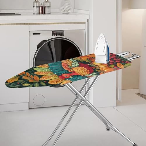Turkey Thanksgiving Ironing Board Cover Standard Size Holiday Ironing Board Pad Protector with Elastic Edge Decor Home Gifts - color: Turkey Thanksgiving