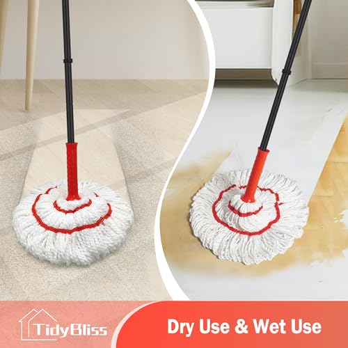 TidyBliss Self Wringing Twist Mop for Floor Cleaning with 57.5” Long Handle - size: 57.5 inches