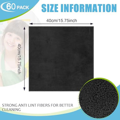 Nuenen Car Microfiber Clean Cloths, Black, 16 x 16 Inch, 60 Pcs - color: Black, size: 16 x 16 inches