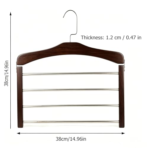 4 Tier Wooden Pants Hanger, Multi Layer Trouser Hanger, Solid Wood, with 360 Swivel Hook, Space Saving Closet Organizer for Jeans, Slacks and Scarves (Vintage)