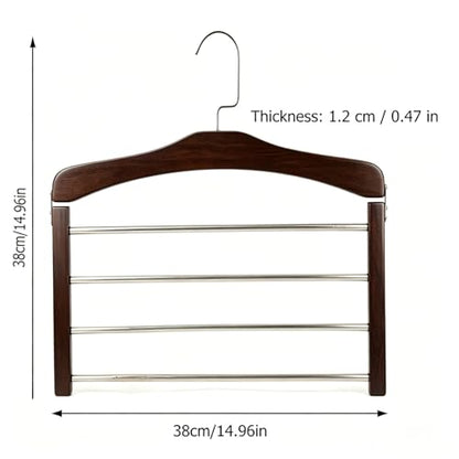 4 Tier Wooden Pants Hanger, Multi Layer Trouser Hanger, Solid Wood, with 360 Swivel Hook, Space Saving Closet Organizer for Jeans, Slacks and Scarves (Vintage)