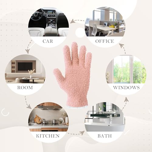 Evridwear Microfiber Dusting Gloves for Plants & Blinds - color: Pink, size: Small/Medium (Pack of 1)