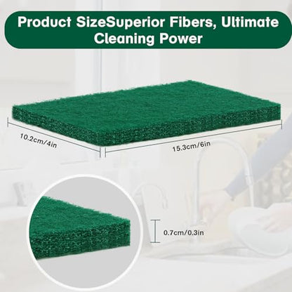 50 Pcs Scouring Pads, 4x6in, Green