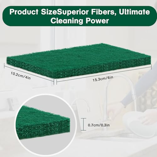 50 Pcs Scouring Pads, 4x6in, Green
