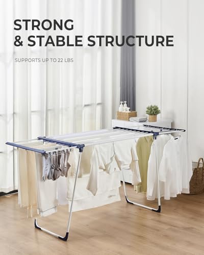 JS HANGER 90FT Extendable Clothes Drying Rack, Expands from 44" to 78", Space-Saving Laundry Rack for Indoor & Outdoor Use, Heavy Duty Folding Rack for Clothes, Towels & Delicates - color: White-extendable