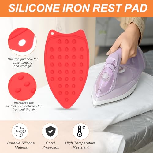 PATIKIL Silicone Iron Rest Pad, Multipurpose Hot Heat Resistant Iron Rest Plate Protective Pad for Ironing Board Hot Resistant Steamer Steam Compact Mat, Red - color: Red
