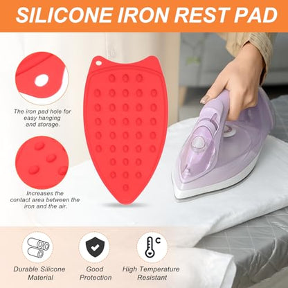 PATIKIL Silicone Iron Rest Pad, Multipurpose Hot Heat Resistant Iron Rest Plate Protective Pad for Ironing Board Hot Resistant Steamer Steam Compact Mat, Red - color: Red
