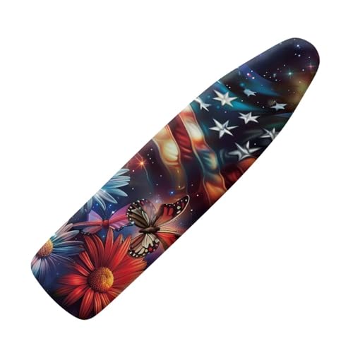 Butterfly 15x54 Ironing Board Cover USA Flag Elastic Edge Applicable Standard Size Iron Board Cover Comfortable Replacement - color: Butterfly Flower Flag