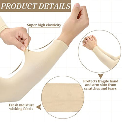 Janmercy 8 Pairs Arm Sleeves Thin Skin Protectors - color: White, Beige
