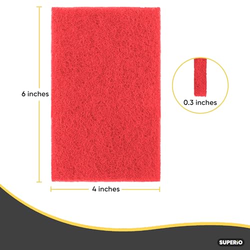 Scouring Pad Non-Scratching Scrubber Non-Scratch Cleaning Scrub Pads Heavy Duty Scouring Pad Reusable Kitchen Scrubbing Pad Pack of 12 Red, by Superio - color: Red, size: 12-pack