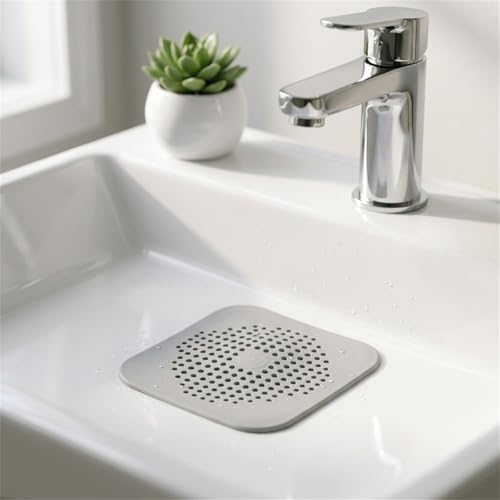 5.7 Inch Large Shower Drain Hair Catcher (2-Pack) - Silicone Square Flat Drain Cover, Fits 5" and 6" Standard Shower Drains, Extra Large Hair Catcher for Bathroom Bathtub & Kitchen Sink - Gray - color: Grey(2pcs)