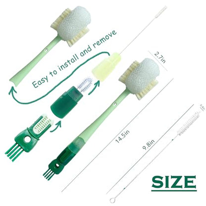 5 in 1 Bottle Cleaning Brush Set, Detail for Baby Bottle Cleaner - color: Orange & Green