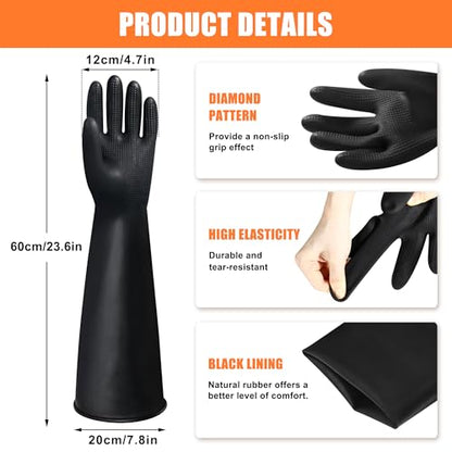 24" Chemical Resistant Glove, Reusable Heavy Duty Long Rubber Gloves - color: 24 Inch