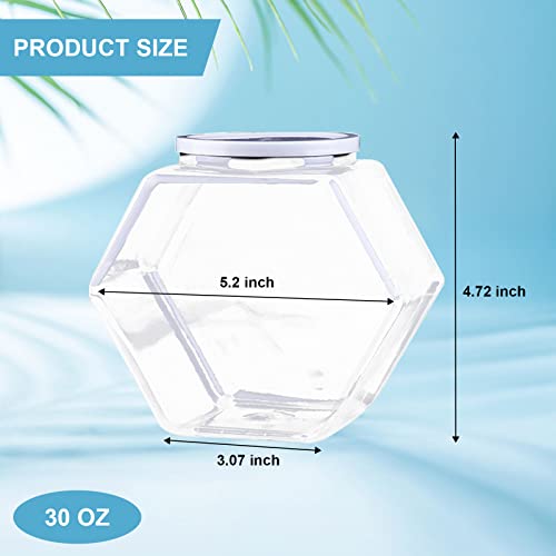 Hexagon Plastic Jars With Airtight Lids 12 Pack 30 oz Reusable