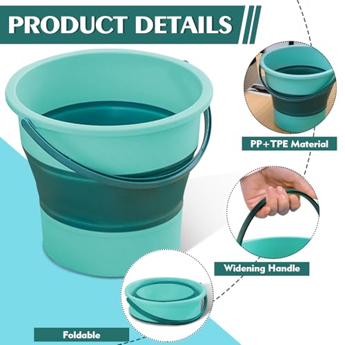 Collapsible Bucket 4.5 Gallon/17L Large Capacity Foldable Cleaning Buckets - color: Large Green