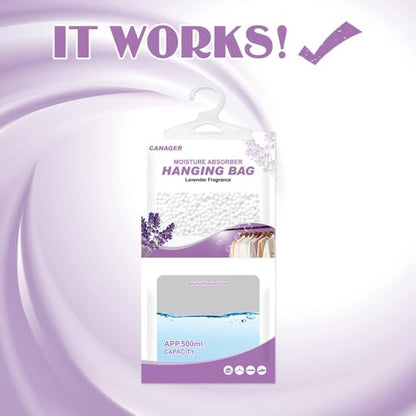 CANAGER Hanging Moisture Absorber, Lavender Vanilla Moistureproof Hanging Bag, Dehumidifier Bag (8 packs), Moisture Absorb 12.5 oz. - color: Dark Purple