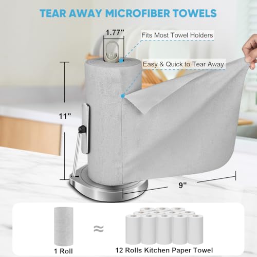 AIDEA Microfiber Cleaning Cloth Roll-55 Sheets, Microfiber Towels 11×9" - color: Grey, size: 55 Count (Pack of 1)