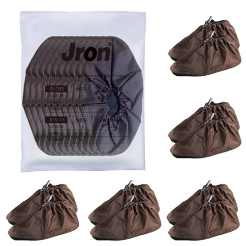 Jron 5 Pairs Premium Reusable Washable Shoe Cover Boot Covers for Contractors, (5 Pairs | US 12-14 For Shoes/US 11-13 For Boots, Brown) - color: Brown, size: 5 Pairs | US 12-14 For Shoes / US 11-13 For Boots