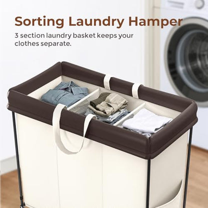 320L Laundry Hamper with Wheels, Large Rolling Laundry Basket with Wheels - color: Beige, size: 320L