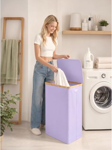 IEGrow Laundry Hamper with Lid,110L Laundry Basket with Mesh Bags,Purple - color: Purple, size: 110L