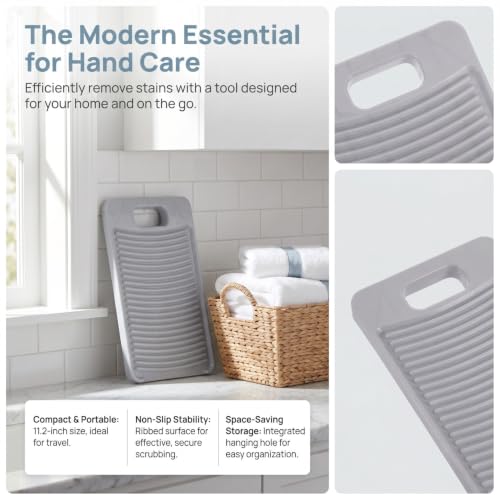 Homoyoyo Laundry Washboard, Hand Washing Clothes Tool Small Board Plastic Non-Slip Surface Efficient Stain Removal Portable Scrub Board Efficient Cleaning Tool for Laundry Hand Washing Clothes 11.2IN