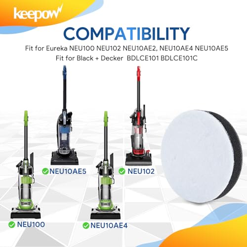 KEEPOW NEU100 Vacuum Filters for Eureka Airspeed Compact Bagless Upright - size: 4 Pack