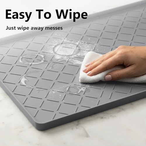 Mateeylife Under Sink Mat Kitchen Waterproof, Silicone Sink Tray 28"X19" - color: Dark Grey, size: 19''W x 28''L