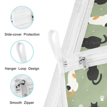 Mesh Laundry Bags Lingerie Bags for Washing Delicates 2 PCS Wash Bag with Zipper Small and Medium Washable Cats Green - color: Cats Green