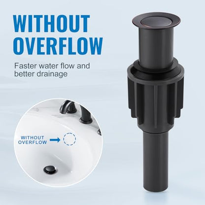 ALEASHA Pop Up Sink Drain Without Overflow, Bathroom Sink Drain Vessel Sink Stopper Pop Up Sink Drain Stopper, Pop Up Drain for Bathroom Sink Drain Strainer for Hair Catcher,Oil Rubbed Bronze - color: Oil Rubbed Bronze, style: Without Overflow