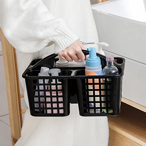 Portable Shower Caddy Basket Plastic Storage Basket with Compartments Black - color: Black
