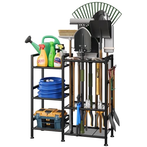 keomaisyto Garden Tool Organizer with Large Hooks, Garage Storage Rack - size: Extra Large-no Wheels