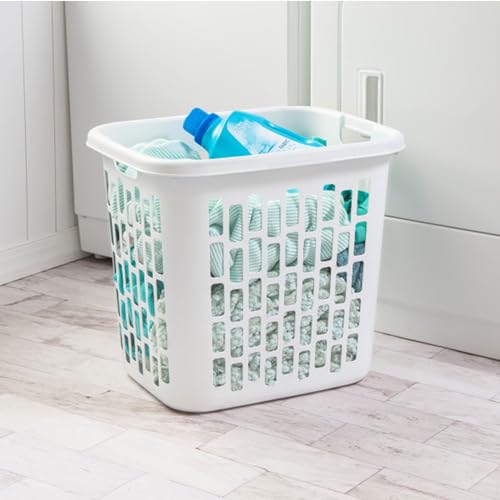 Sterilite Ultra Easy Carry Plastic Dirty Clothes Laundry Basket Hamper with Integrated Handles and Ventilation Holes, White (8 Pack) - size: 8 Pack